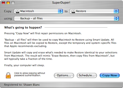 SuperDuper! Backup Utility for Mac